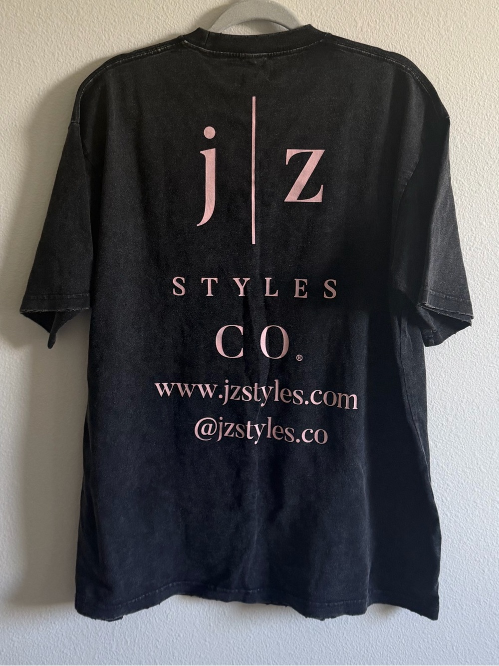 JZ Styles Co. Black Short Sleeve Tee with Pink Logo